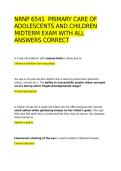 NRNP 6541  PRIMARY CARE OF ADOLESCENTS AND CHILDREN MIDTERM EXAM WITH ALL ANSWERS CORRECT