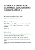 SURVEY OF WORLD HISTORY ACTUAL&NewLine;EXAM PAPER 2026 COMPLETE QUESTIONS&NewLine;AND SOLUTIONS GRADED A&plus;&NewLine;