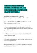 SWIMMING POOL OPERATOR&NewLine;CERTIFICATION TEST BANK 2026&NewLine;COMPREHENSIVE QUESTIONS AND&NewLine;SOLUTIONS GRADED A&plus;
