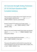 ACI Concrete Strength Testing Technician CP-19 &lpar;14&rpar; Exam Questions With Complete Solutions