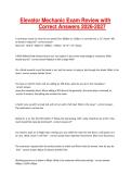 Elevator Mechanic Exam Review with Correct Answers 2026-2027