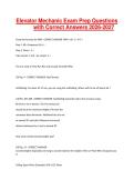 Elevator Mechanic Exam Prep Questions with Correct Answers 2026-2027