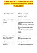 Botany 220 FINAL Exam Questions and&NewLine;Answers with Verified Solutions &vert; Latest&NewLine;Updated 2026