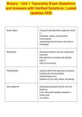 Botany - Unit 1 Taxonomy Exam Questions&NewLine;and Answers with Verified Solutions &vert; Latest&NewLine;Updated 2026
