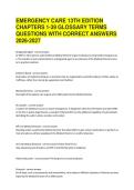 EMERGENCY CARE 13TH EDITION CHAPTERS 1-39 GLOSSARY TERMS QUESTIONS WITH CORRECT ANSWERS 2026-2027&NewLine;