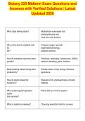 Botany 220 Midterm Exam Questions and&NewLine;Answers with Verified Solutions &vert; Latest&NewLine;Updated 2026&NewLine;