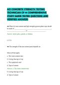 ACI CONCRETE STRENGTH TESTING&NewLine;TECHNICIAN CP 19 COMPREHENSIVE&NewLine;STUDY GUIDE TESTED QUESTIONS AND&NewLine;VERIFIED ANSWERS