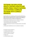 TESTBANK ON POPULATION HEALTH CENTRED HEALTHCARE UNDER PUBLIC HEALTH NURSING 