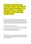 TESTBANK ON POPULATION CENTRED HEALTH CARE UNDER PUBLIC HEALTH NURSING 11TH EDITION WITH ALL CORRECT ANSWERS THEN QUESTIONS FORMAT USED&period;