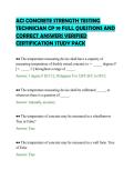 ACI CONCRETE STRENGTH TESTING&NewLine;TECHNICIAN CP 19 FULL QUESTIONS AND&NewLine;CORRECT ANSWERS VERIFIED&NewLine;CERTIFICATION STUDY PACK