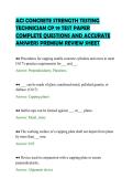 ACI CONCRETE STRENGTH TESTING&NewLine;TECHNICIAN CP 19 TEST PAPER&NewLine;COMPLETE QUESTIONS AND ACCURATE&NewLine;ANSWERS PREMIUM REVIEW SHEET