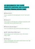 ACS BIOCHEMISTRY TEST PAPER&NewLine;COMPLETE QUESTIONS AND ACCURATE&NewLine;ANSWERS PREMIUM REVIEW SHEET