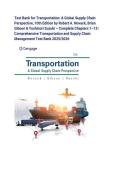 Test Bank&colon; Transportation&colon; A Global Supply Chain Perspective 10th Edition by Novack &lpar;Chapters 1-13&rpar;