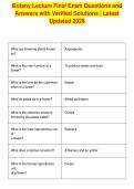 Botany Lecture Final Exam Questions and&NewLine;Answers with Verified Solutions &vert; Latest&NewLine;Updated 2026