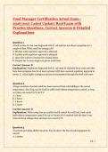 Food Manager Certification Actual Exam - 2026&sol;2027 Latest Update &vert; Real Exam with Practice Questions&comma; Correct Answers & Detailed Explanations