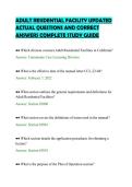 ADULT RESIDENTIAL FACILITY UPDATED&NewLine;ACTUAL QUESTIONS AND CORRECT&NewLine;ANSWERS COMPLETE STUDY GUIDE