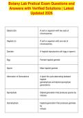 Botany Lab Pratical Exam Questions and&NewLine;Answers with Verified Solutions &vert; Latest&NewLine;Updated 2026