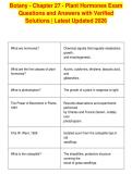 Botany - Chapter 27 - Plant Hormones Exam&NewLine;Questions and Answers with Verified&NewLine;Solutions &vert; Latest Updated 2026&NewLine;