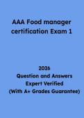 Certified Food Manager Exam Questions and Answers &vert; Food Safety Study Guide & Practice Test PDF 2026