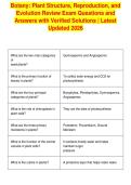 Botany&colon; Plant Structure&comma; Reproduction&comma; and&NewLine;Evolution Review Exam Questions and&NewLine;Answers with Verified Solutions &vert; Latest&NewLine;Updated 2026