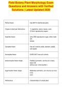 Field Botany Plant Morphology Exam&NewLine;Questions and Answers with Verified&NewLine;Solutions &vert; Latest Updated 2026