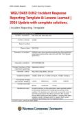 WGU D483 DJN2&colon; Incident Response Reporting Template & Lessons Learned &vert; 2026 Update with complete solutions