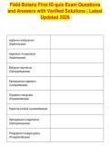 Field Botany First ID quiz Exam Questions&NewLine;and Answers with Verified Solutions &vert; Latest&NewLine;Updated 2026
