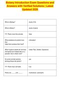 Botany Introduction Exam Questions and&NewLine;Answers with Verified Solutions &vert; Latest&NewLine;Updated 2026