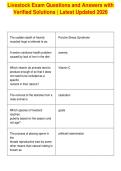 Livestock Exam Questions and Answers with&NewLine;Verified Solutions &vert; Latest Updated 202