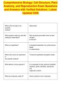 Comprehensive Biology&colon; Cell Structure&comma; Plant&NewLine;Anatomy&comma; and Reproduction Exam Questions&NewLine;and Answers with Verified Solutions &vert; Latest&NewLine;Updated 2026