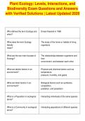 Plant Ecology&colon; Levels&comma; Interactions&comma; and&NewLine;Biodiversity Exam Questions and Answers&NewLine;with Verified Solutions &vert; Latest Updated 2026