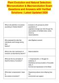 Plant Evolution and Natural Selection&colon;&NewLine;Microevolution & Macroevolution Exam&NewLine;Questions and Answers with Verified&NewLine;Solutions &vert; Latest Updated 2026