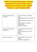 Urinary and Bowel Elimination&colon; Nursing&NewLine;Assessment and Interventions Exam&NewLine;Questions and Answers with Verified&NewLine;Solutions &vert; Latest Updated 2026