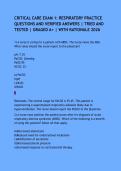 CRITICAL CARE EXAM 1&colon; RESPIRATORY PRACTICE QUESTIONS AND VERIFIED ANSWERS &vert; TRIED AND TESTED &vert; GRAGED A&plus; &vert; WITH RATIONALE 2026