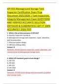 API 653 Aboveground Storage Tank &NewLine;Inspector Certification Exam Prep &NewLine;Document 2025&sol;2026 &vert; Tank Inspection&comma; &NewLine;Integrity Management Exam QUESTIONS &NewLine;AND VERIFIED ACCURATE SOLUTION &NewLine;&lpar;DETAILED & ELABORATED&rpar; &vert;GET IT 100&percnt; &NewLine;ACCURATE&excl;&excl; 2026 TEST