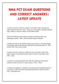 NHA PCT EXAM QUESTIONS &NewLine;AND CORRECT ANSWERS&vert; &NewLine;LATEST UPDATE