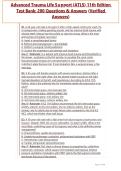 Advanced Trauma Life Support &lpar;ATLS&rpar; 11th Edition Test Bank&colon; 200 Questions & Answers &lpar;Verified Answers&rpar;