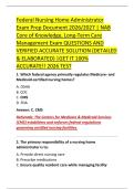 Federal Nursing Home Administrator &NewLine;Exam Prep Document 2026&sol;2027 &vert; NAB &NewLine;Core of Knowledge&comma; Long-Term Care &NewLine;Management Exam QUESTIONS AND &NewLine;VERIFIED ACCURATE SOLUTION &lpar;DETAILED &NewLine;& ELABORATED&rpar; &vert;GET IT 100&percnt; &NewLine;ACCURATE&excl;&excl; 2026 TEST 