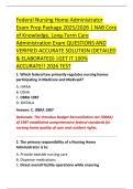 Federal Nursing Home Administrator &NewLine;Exam Prep Package 2025&sol;2026 &vert; NAB Core &NewLine;of Knowledge&comma; Long-Term Care &NewLine;Administration Exam QUESTIONS AND &NewLine;VERIFIED ACCURATE SOLUTION &lpar;DETAILED &NewLine;& ELABORATED&rpar; &vert;GET IT 100&percnt; &NewLine;ACCURATE&excl;&excl; 2026 TEST 