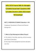 WGU D076 Finance Skills for Managers  &NewLine;Complete Actual Exam Questions With &NewLine;Complete Solutions Latest 2026 Instant &NewLine;Pdf Download 
