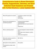 Comprehensive Guide to Bowel Elimination&colon;&NewLine;Enemas&comma; Suppositories&comma; Ostomies&comma; and Stool&NewLine;Collection Exam Questions and Answers&NewLine;with Verified Solutions &vert; Latest Updated 2026
