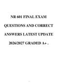 NR 601 FINAL EXAM&NewLine;QUESTIONS AND CORRECT&NewLine;ANSWERS LATEST UPDATE&NewLine;2026&sol;2027 GRADED A&plus; &period;