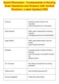 Bowel Elimination - Fundamentals of Nursing&NewLine;Exam Questions and Answers with Verified&NewLine;Solutions &vert; Latest Updated 2026