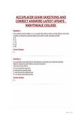 ACCUPLACER EXAM QUESTIONS AND CORRECT ANSWERS LATEST UPDATE