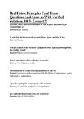 Real Estate Principles Final Exam Questions and Answers with Verified Solutions &lpar;Study Guide&rpar;