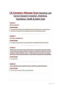 CA Crematory Manager Exam Questions and Correct Answers &vert; Cremation&comma; Hydrolysis&comma; Compliance&comma; Health & Safety Code
