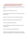 Comprehensive Ophthalmology and Eye Examination&NewLine;Terminology Exam&num;1 Questions with correct answers