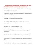 Comprehensive Ophthalmology and Optometry Key Terms&NewLine;for Students Exam&num;1 Questions with correct answers&NewLine;