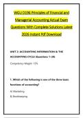 WGU D196 Principles of Financial and &NewLine;Managerial Accounting Actual Exam &NewLine;Questions With Complete Solutions Latest &NewLine;2026 Instant Pdf Download