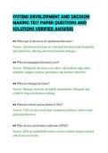 SYSTEMS DEVELOPMENT AND DECISION&NewLine;MAKING TEST PAPER QUESTIONS AND&NewLine;SOLUTIONS VERIFIED ANSWERS